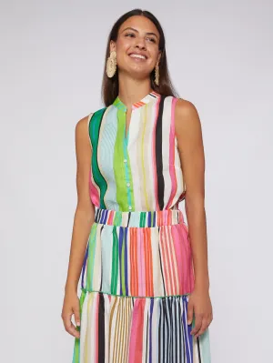 Olympia Linen Tank - Stripe