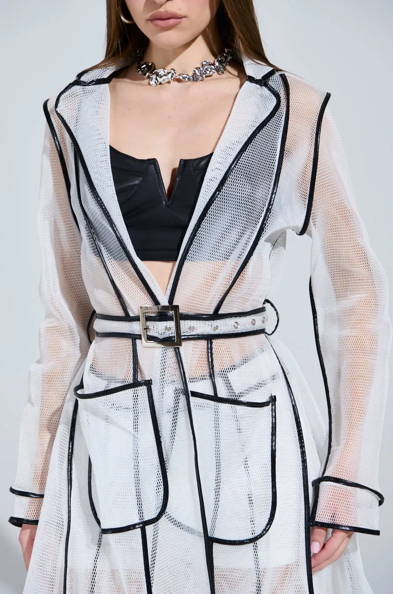 ONE TO WATCH MESH TRENCH IN WHITE