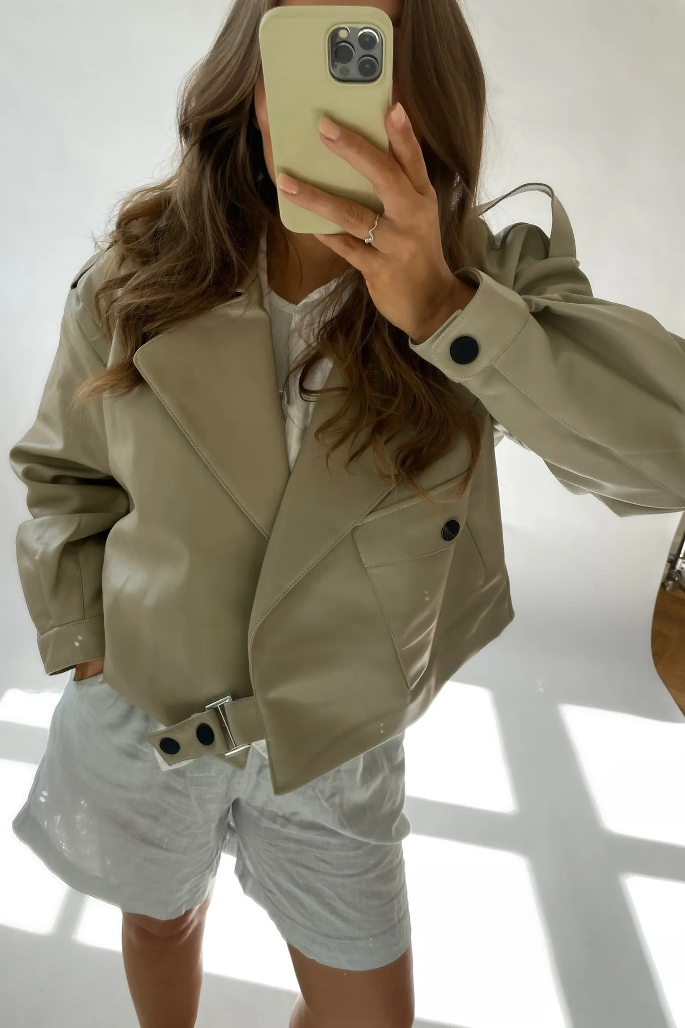 ONLSmokey Imiteret Skindjakke - Beige
