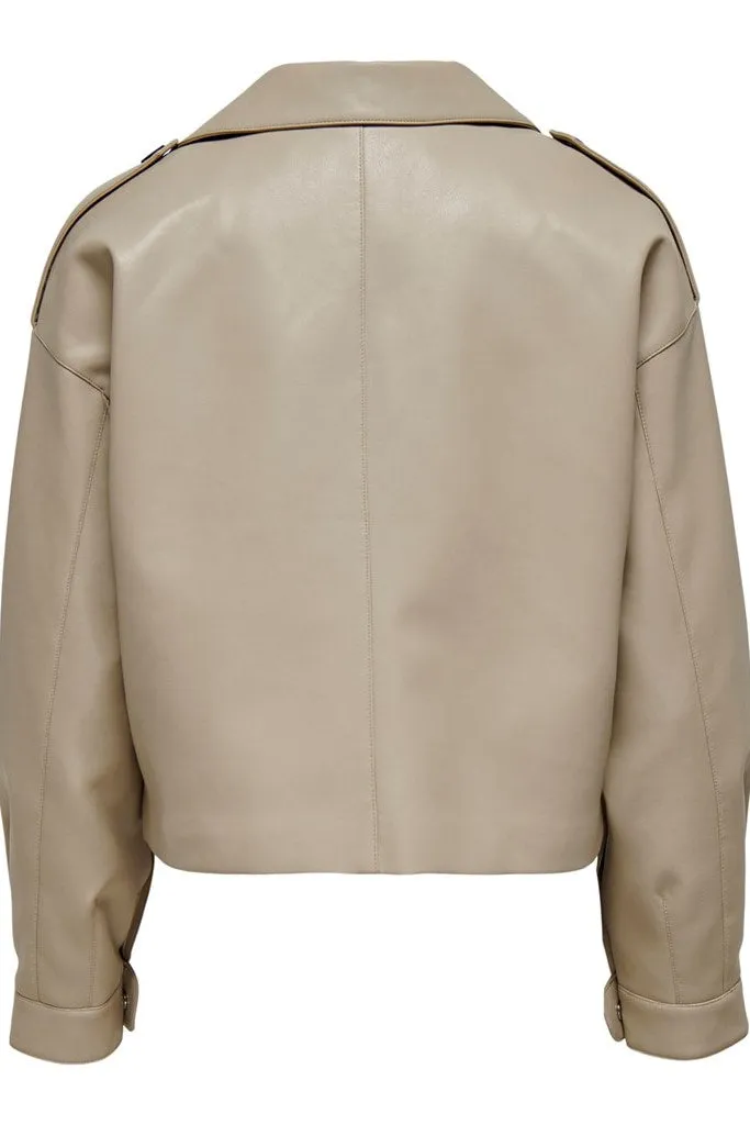 ONLSmokey Imiteret Skindjakke - Beige