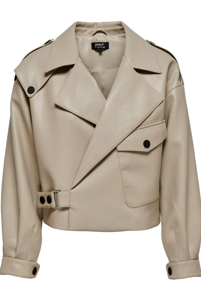 ONLSmokey Imiteret Skindjakke - Beige