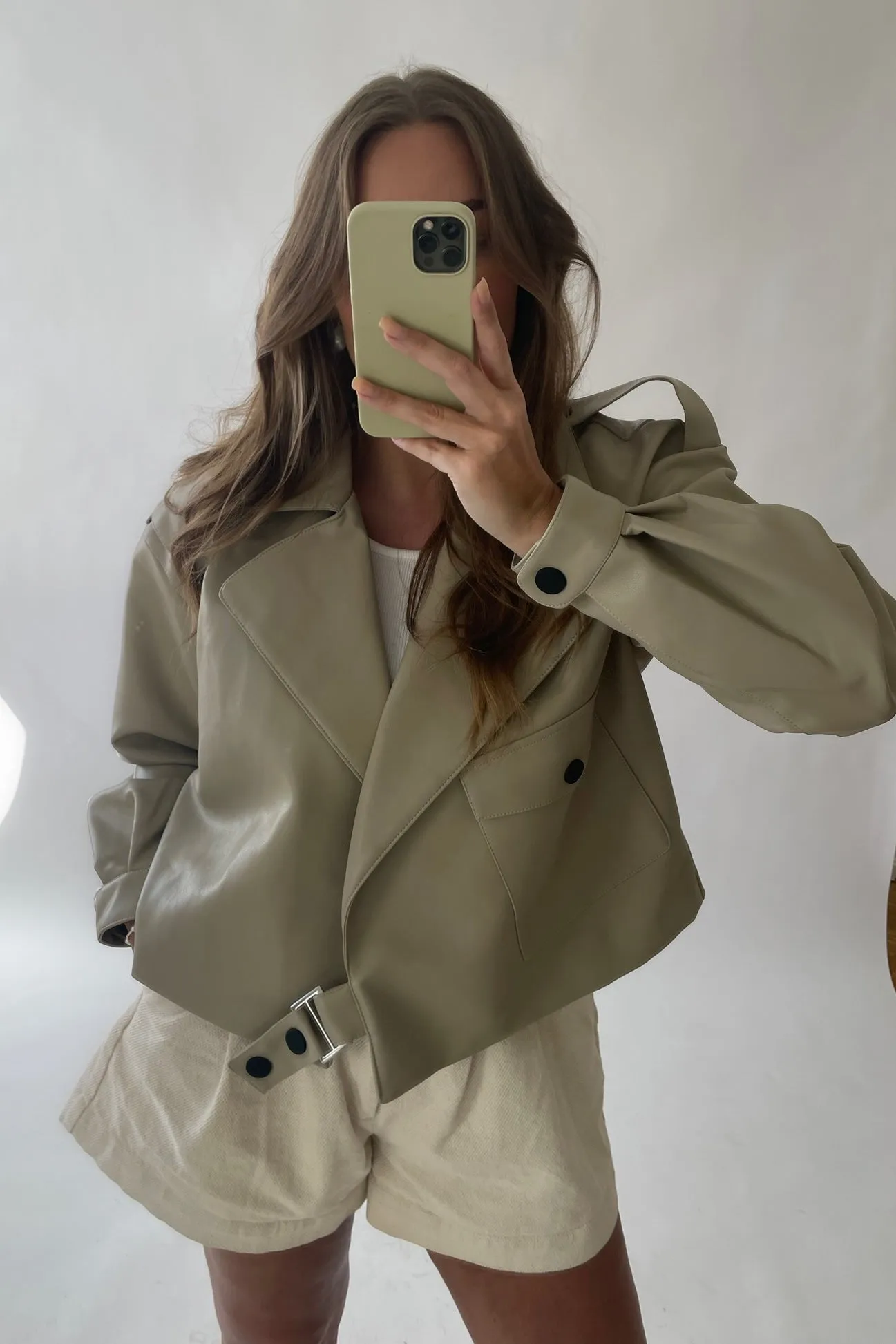 ONLSmokey Imiteret Skindjakke - Beige