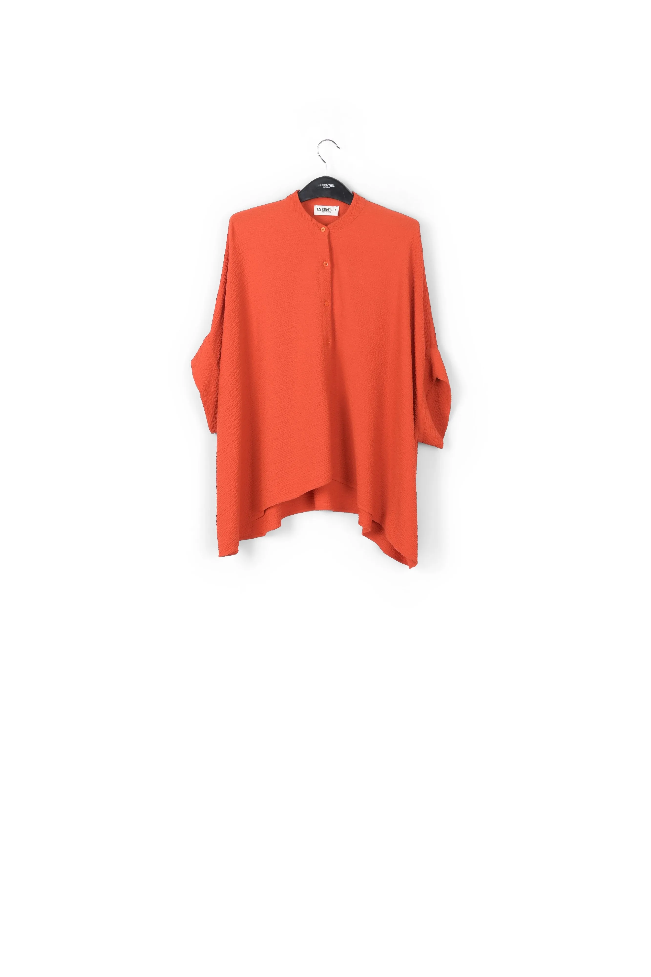 Orange boxy-cut seersucker shirt
