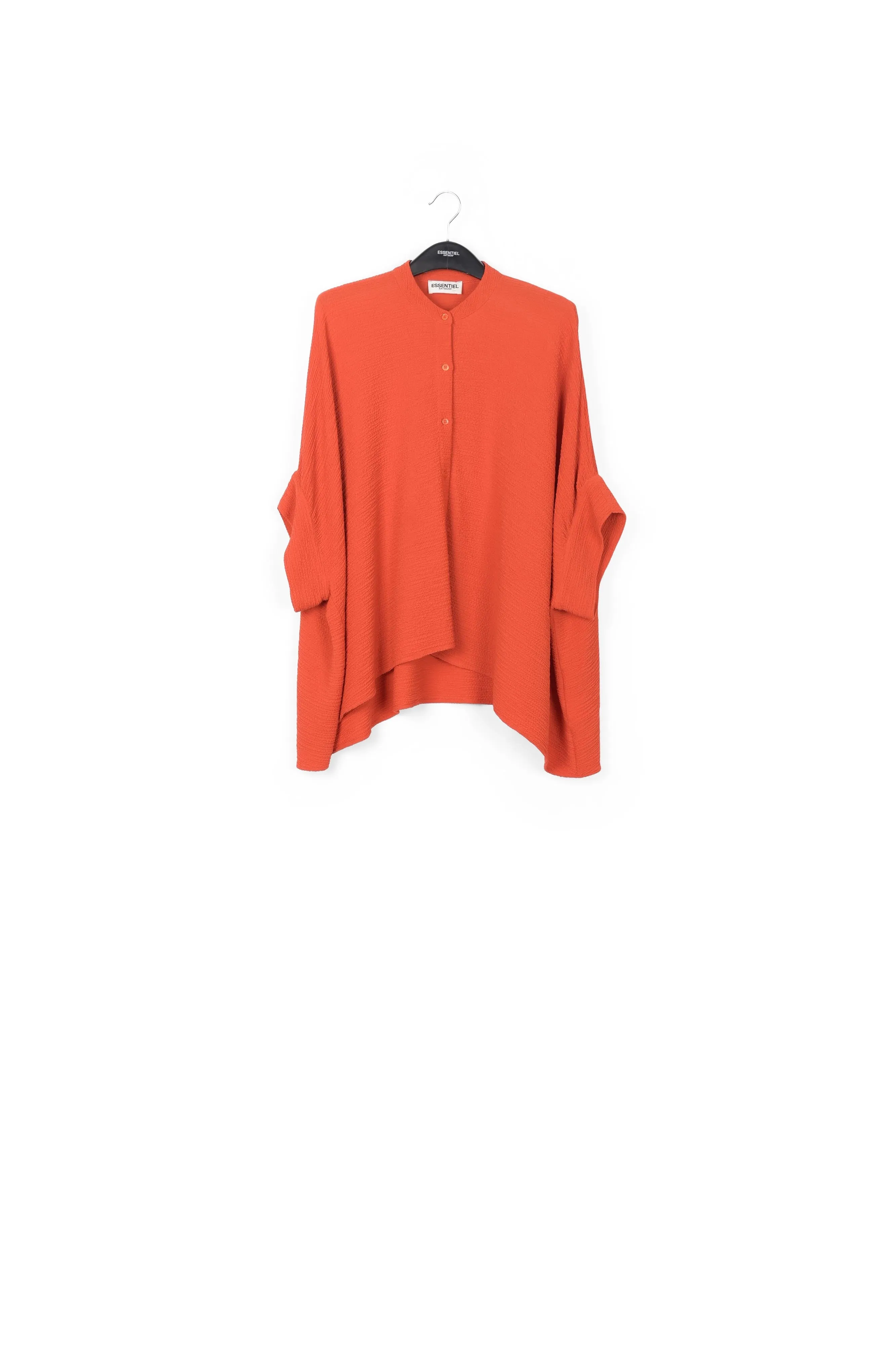 Orange boxy-cut seersucker shirt