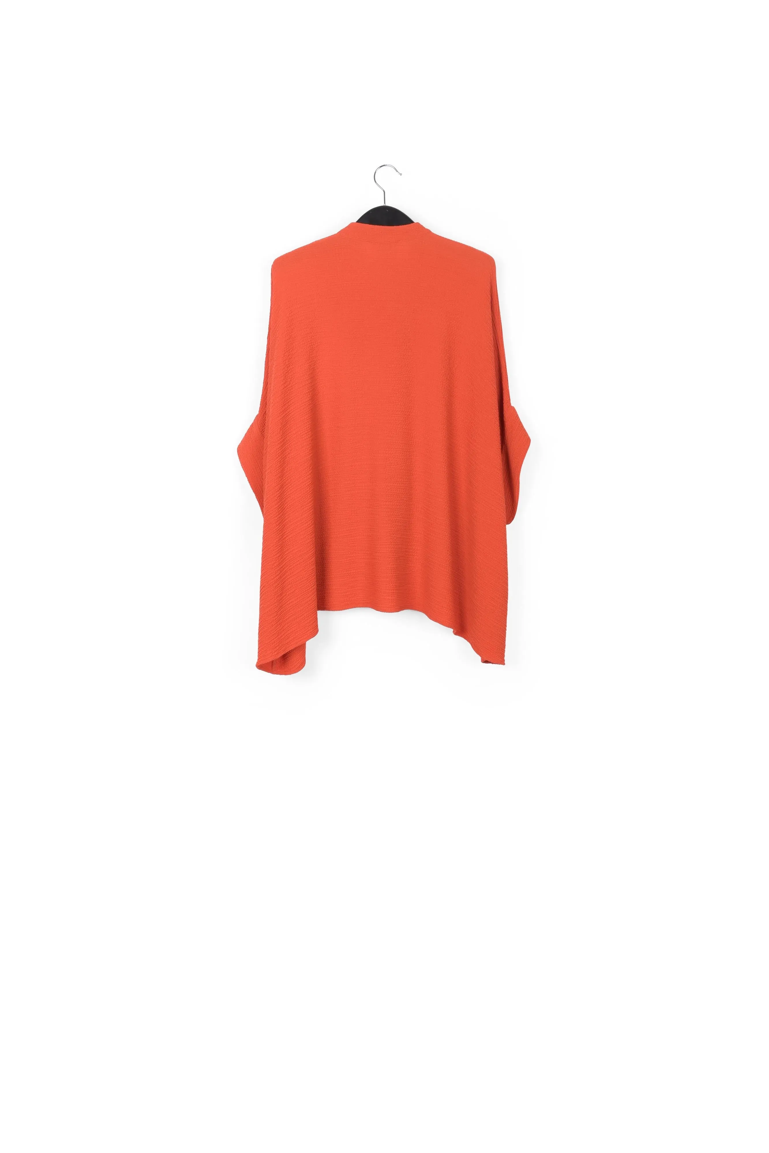Orange boxy-cut seersucker shirt