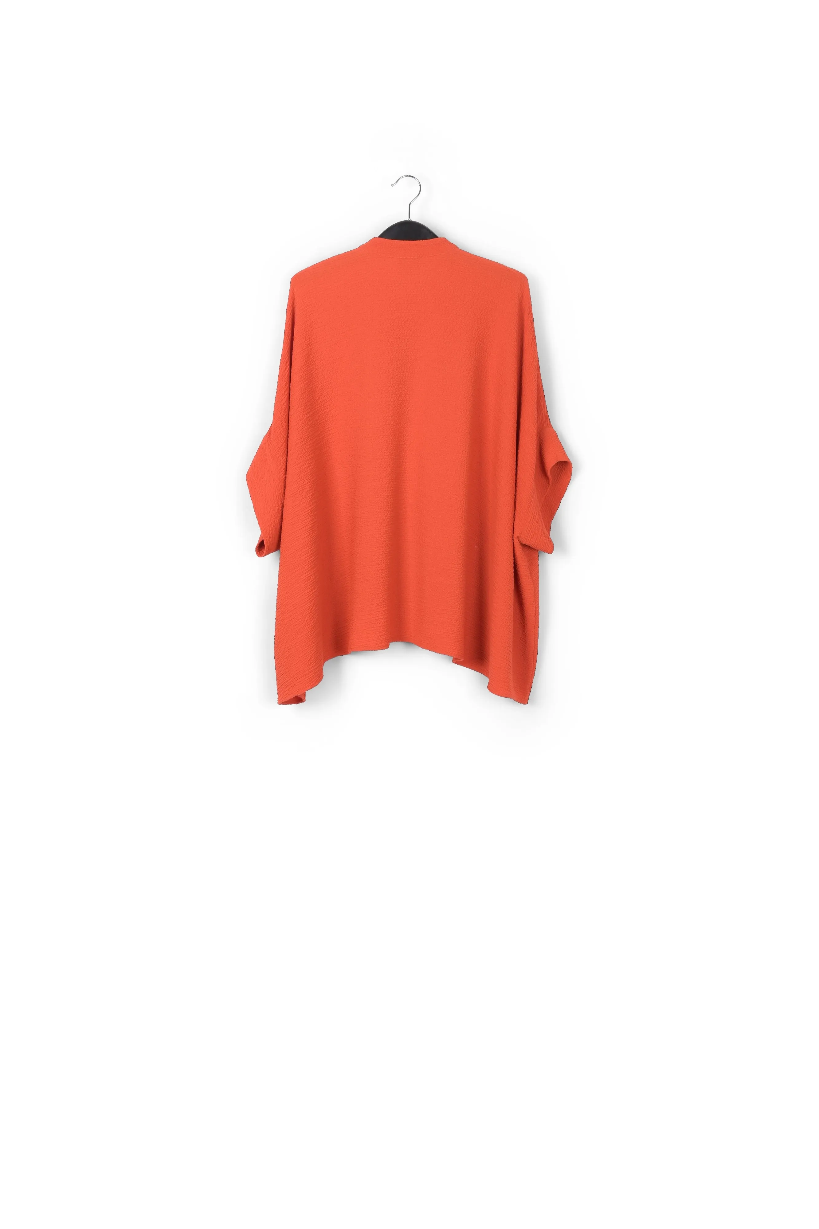 Orange boxy-cut seersucker shirt