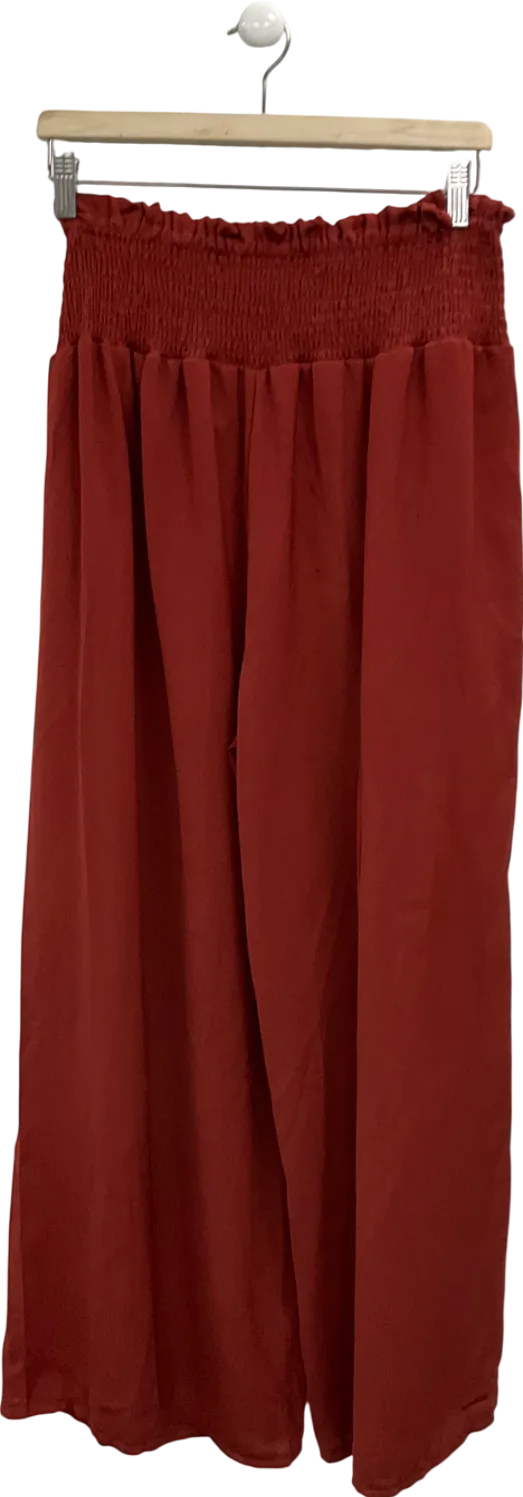 Orange Pull On Wide Leg Trousers UK M