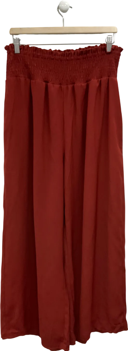 Orange Pull On Wide Leg Trousers UK M