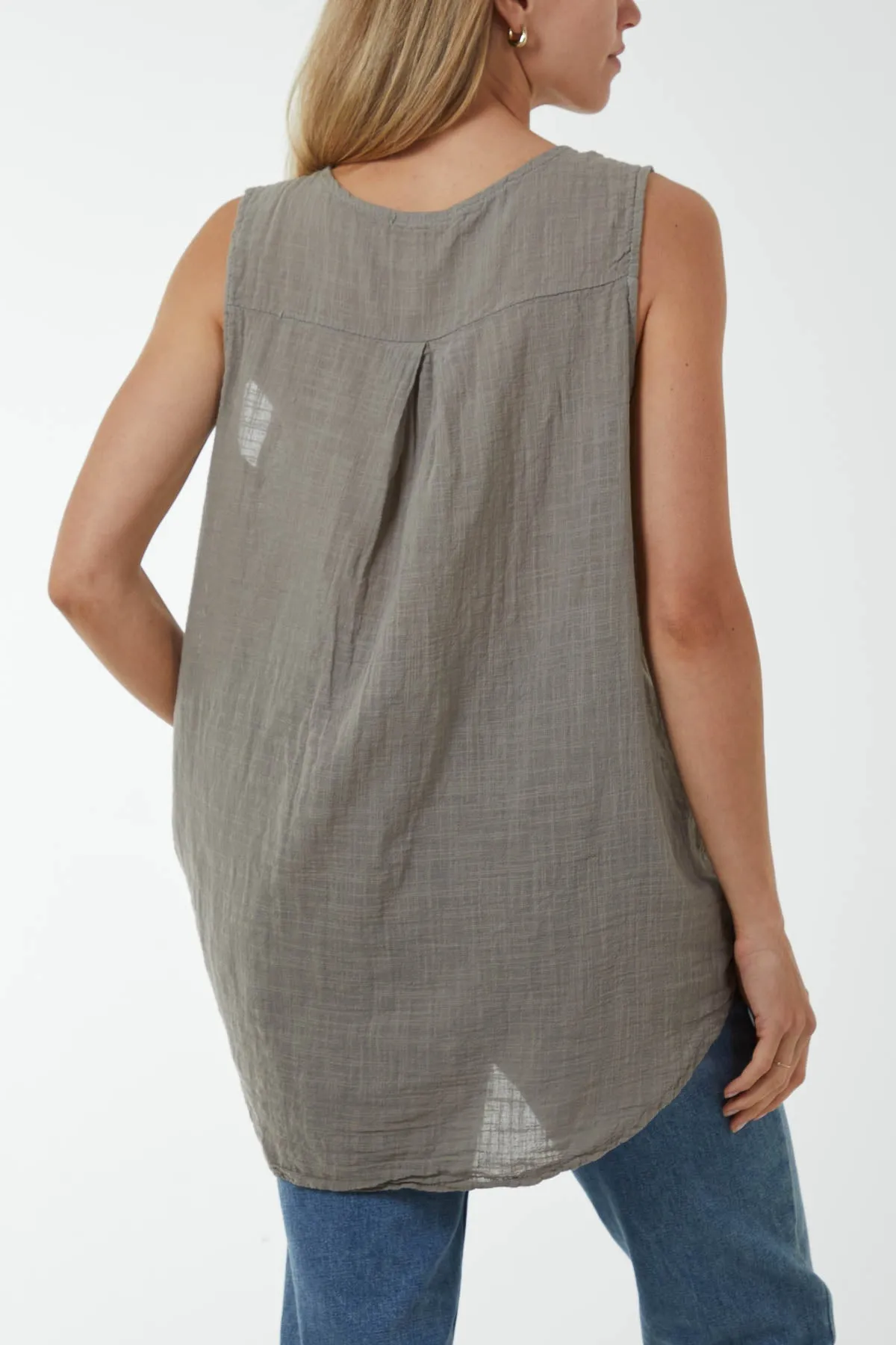 Oversized Sleeveless V-Neck  Top