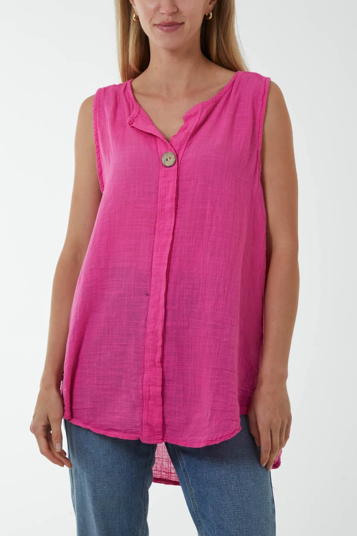 Oversized Sleeveless V-Neck  Top