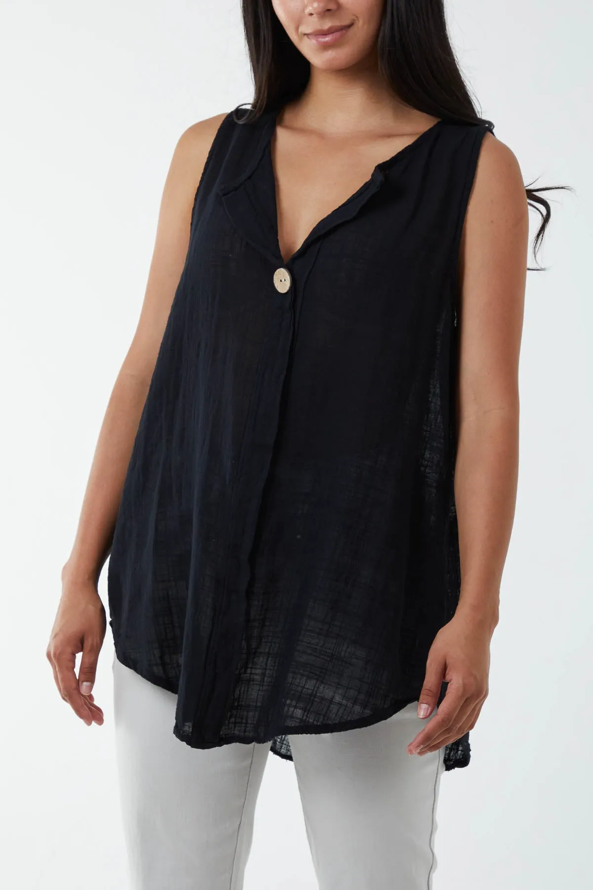 Oversized Sleeveless V-Neck  Top