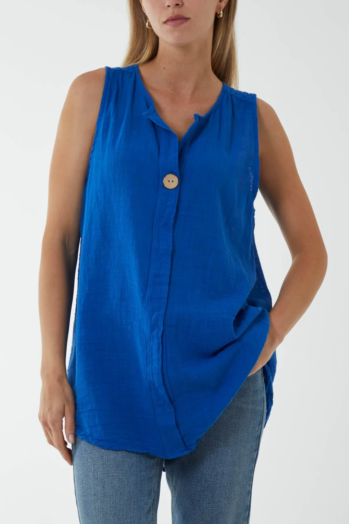 Oversized Sleeveless V-Neck  Top