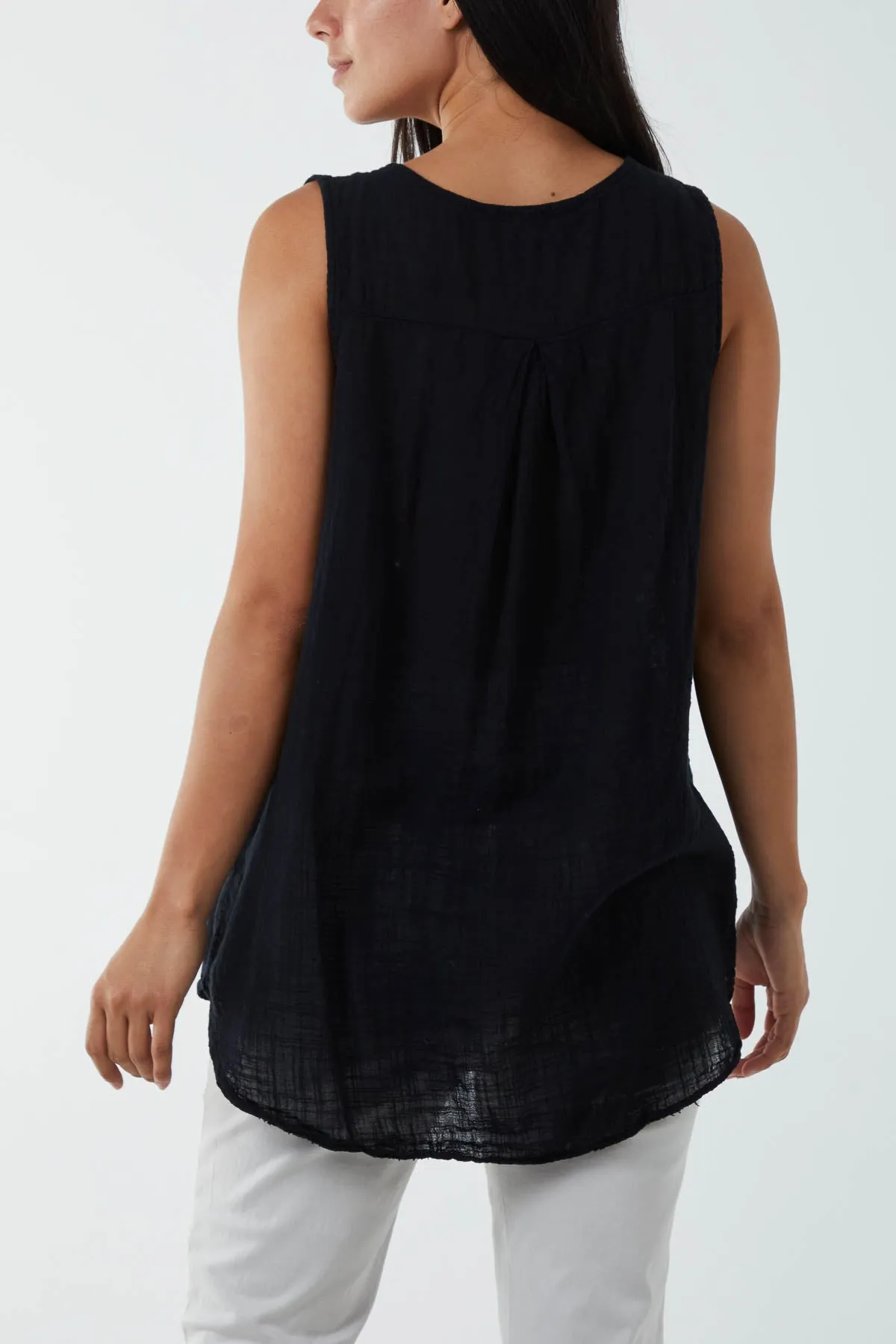 Oversized Sleeveless V-Neck  Top