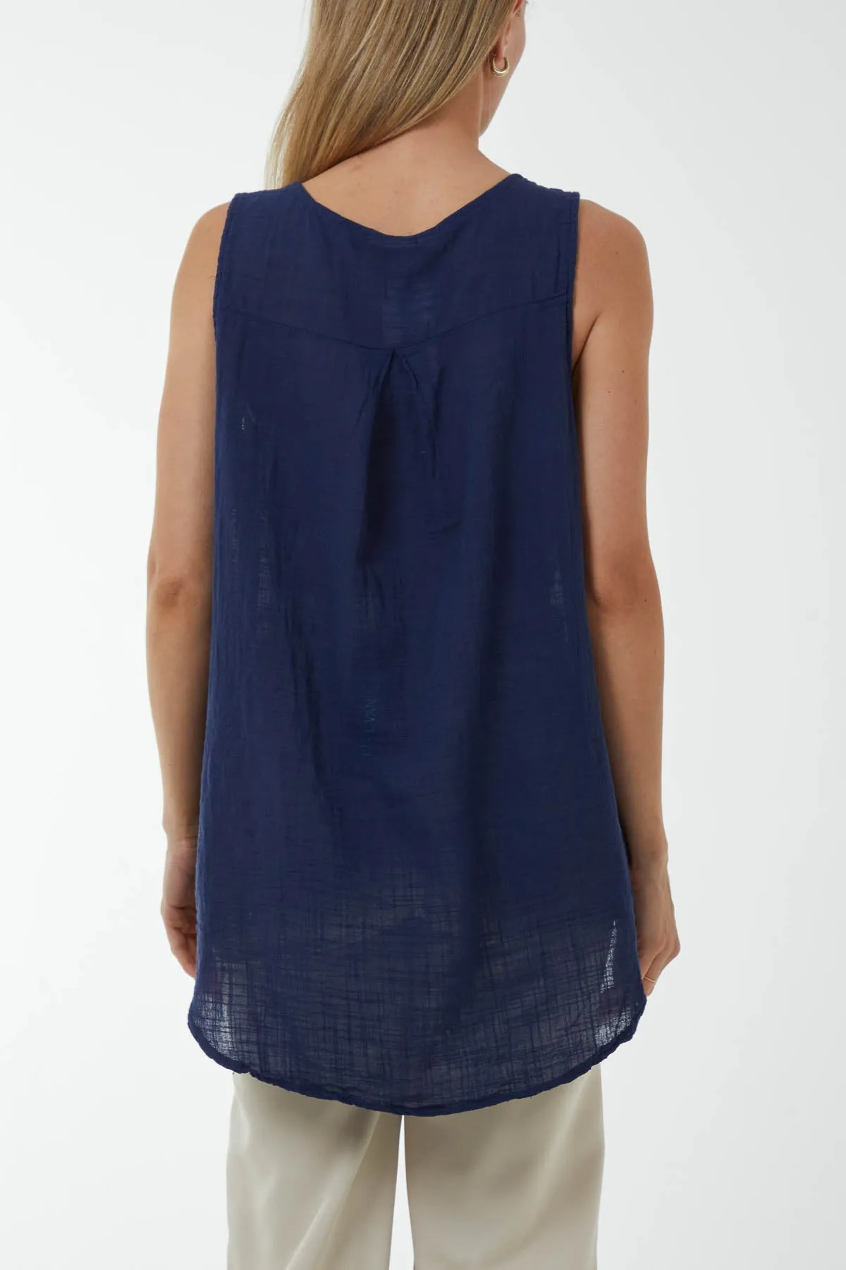 Oversized Sleeveless V-Neck  Top