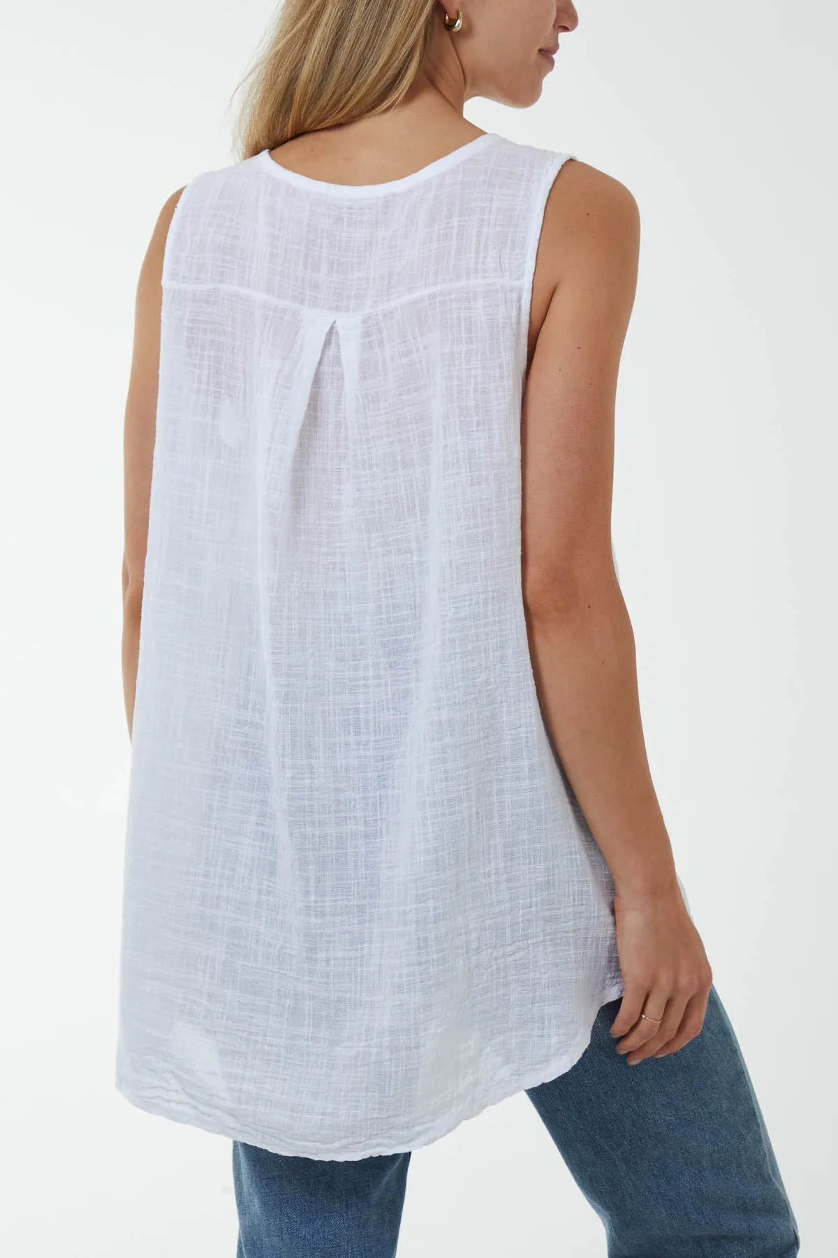 Oversized Sleeveless V-Neck  Top