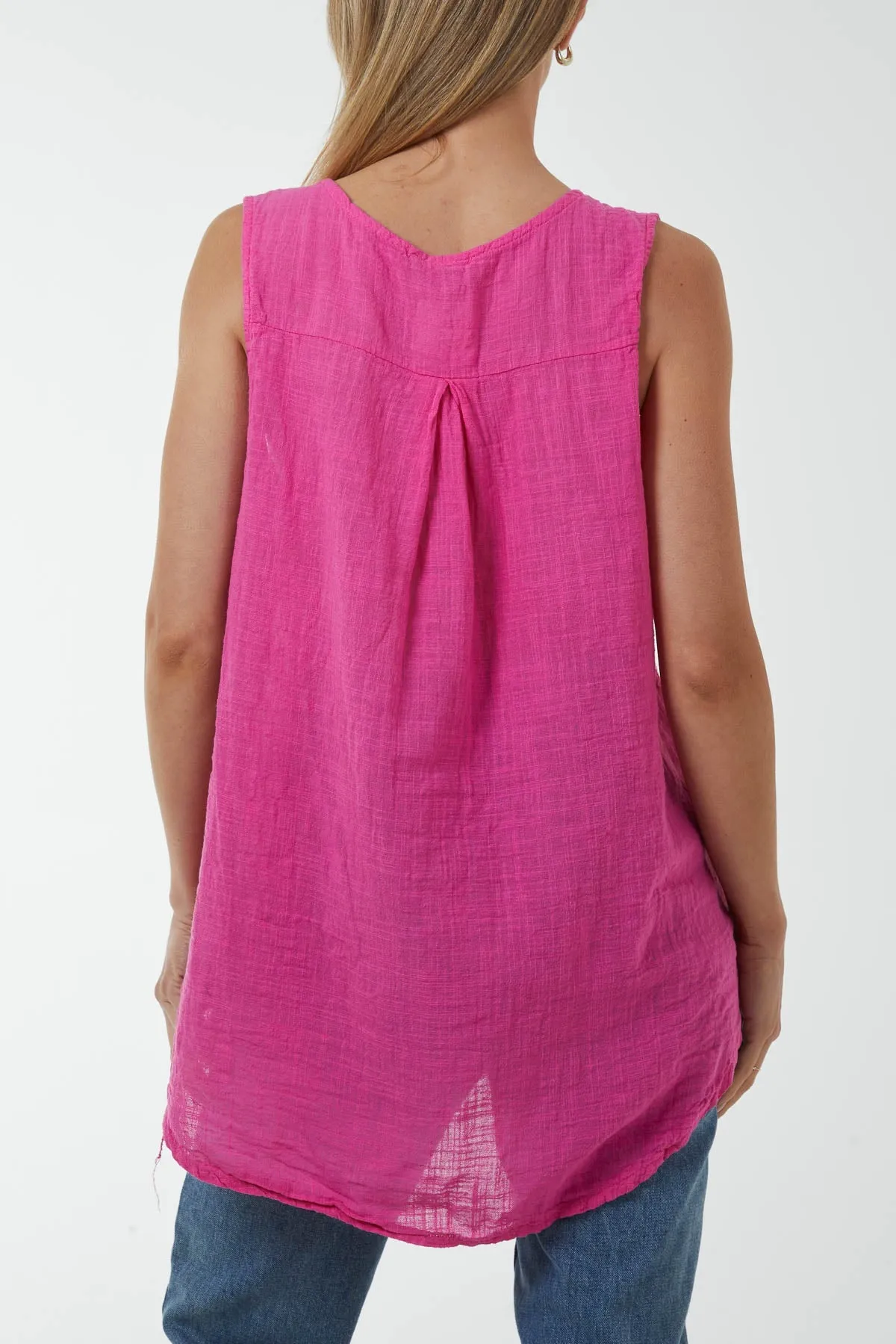 Oversized Sleeveless V-Neck  Top
