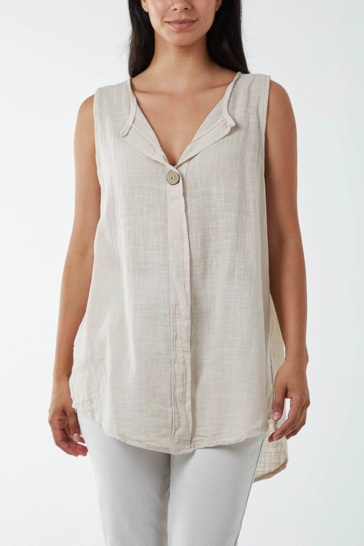 Oversized Sleeveless V-Neck  Top