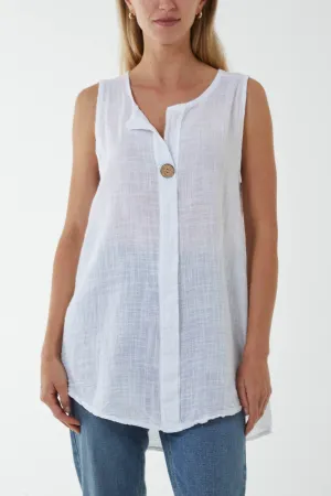 Oversized Sleeveless V-Neck  Top
