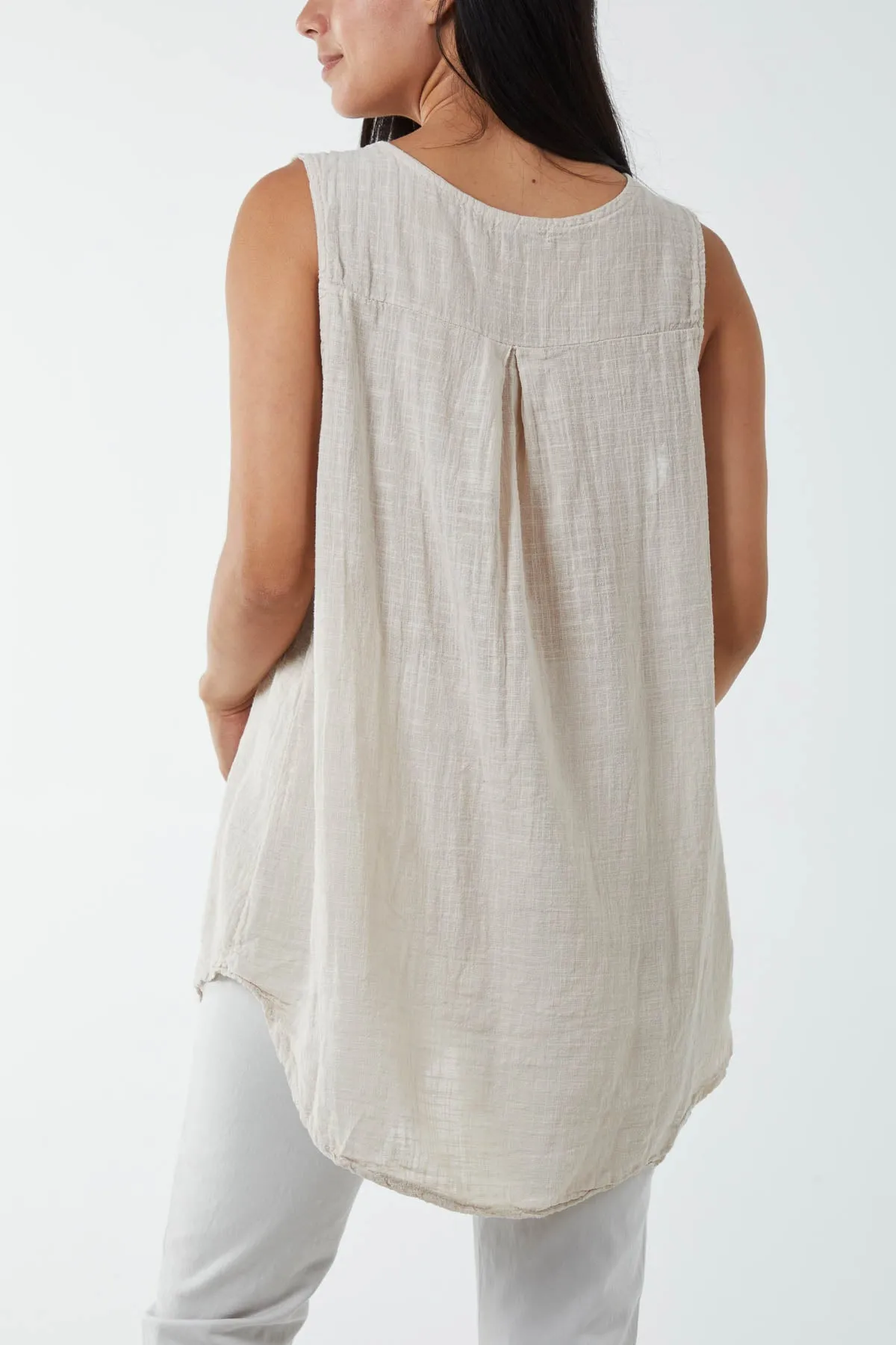 Oversized Sleeveless V-Neck  Top