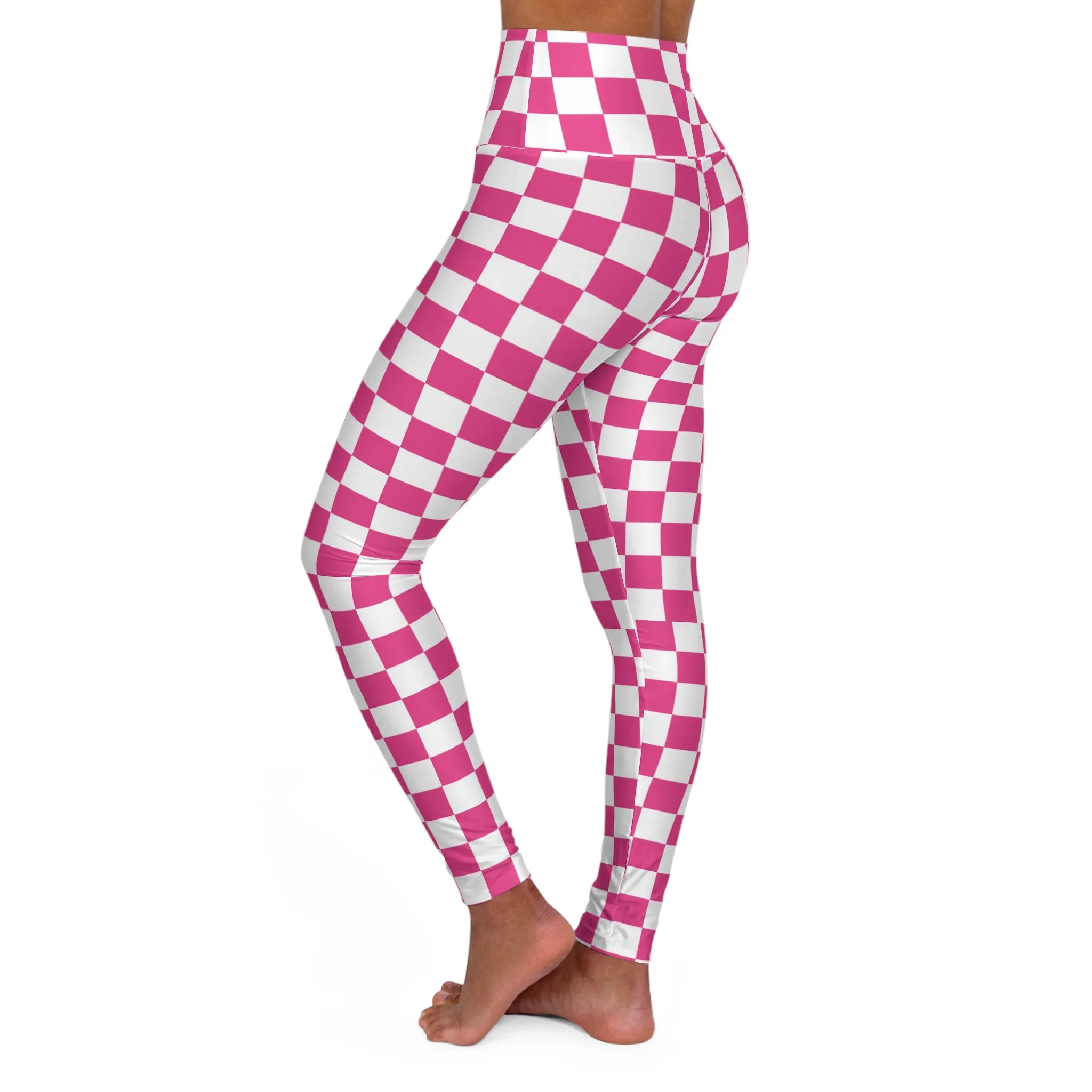 Pink Checks High Waisted Yoga Leggings