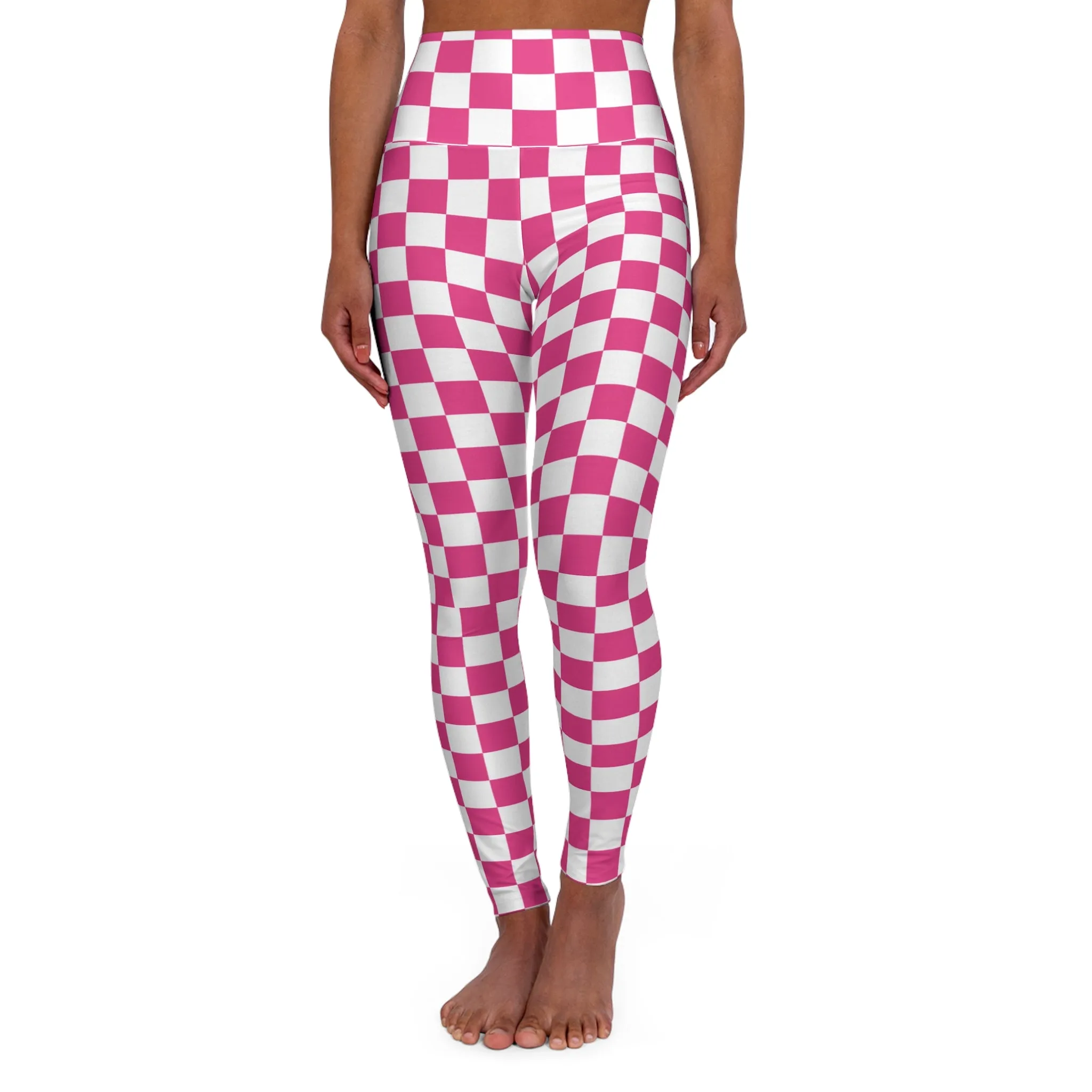 Pink Checks High Waisted Yoga Leggings