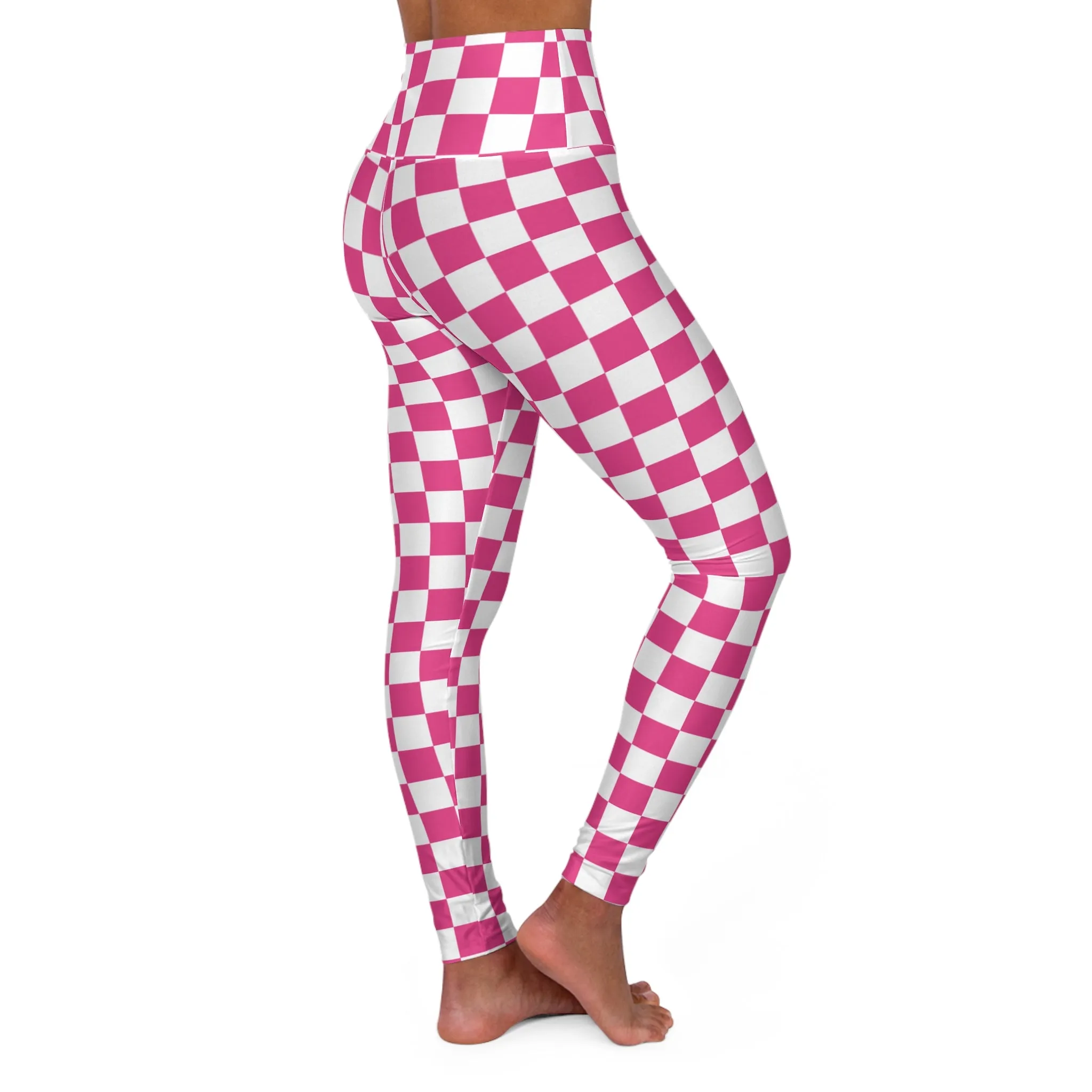 Pink Checks High Waisted Yoga Leggings