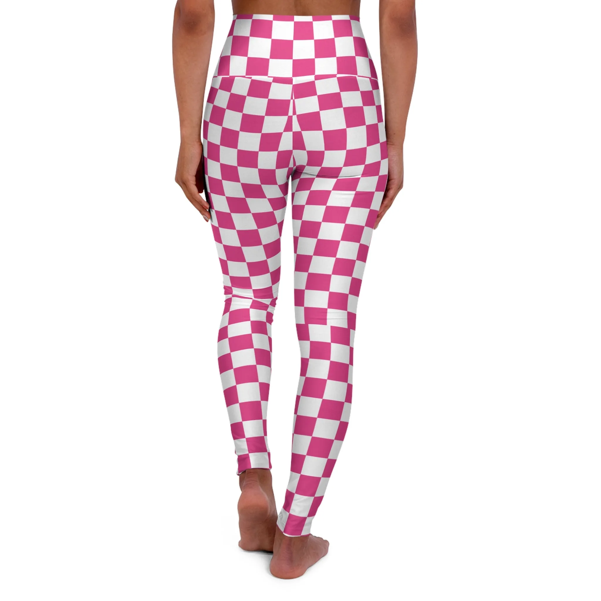 Pink Checks High Waisted Yoga Leggings