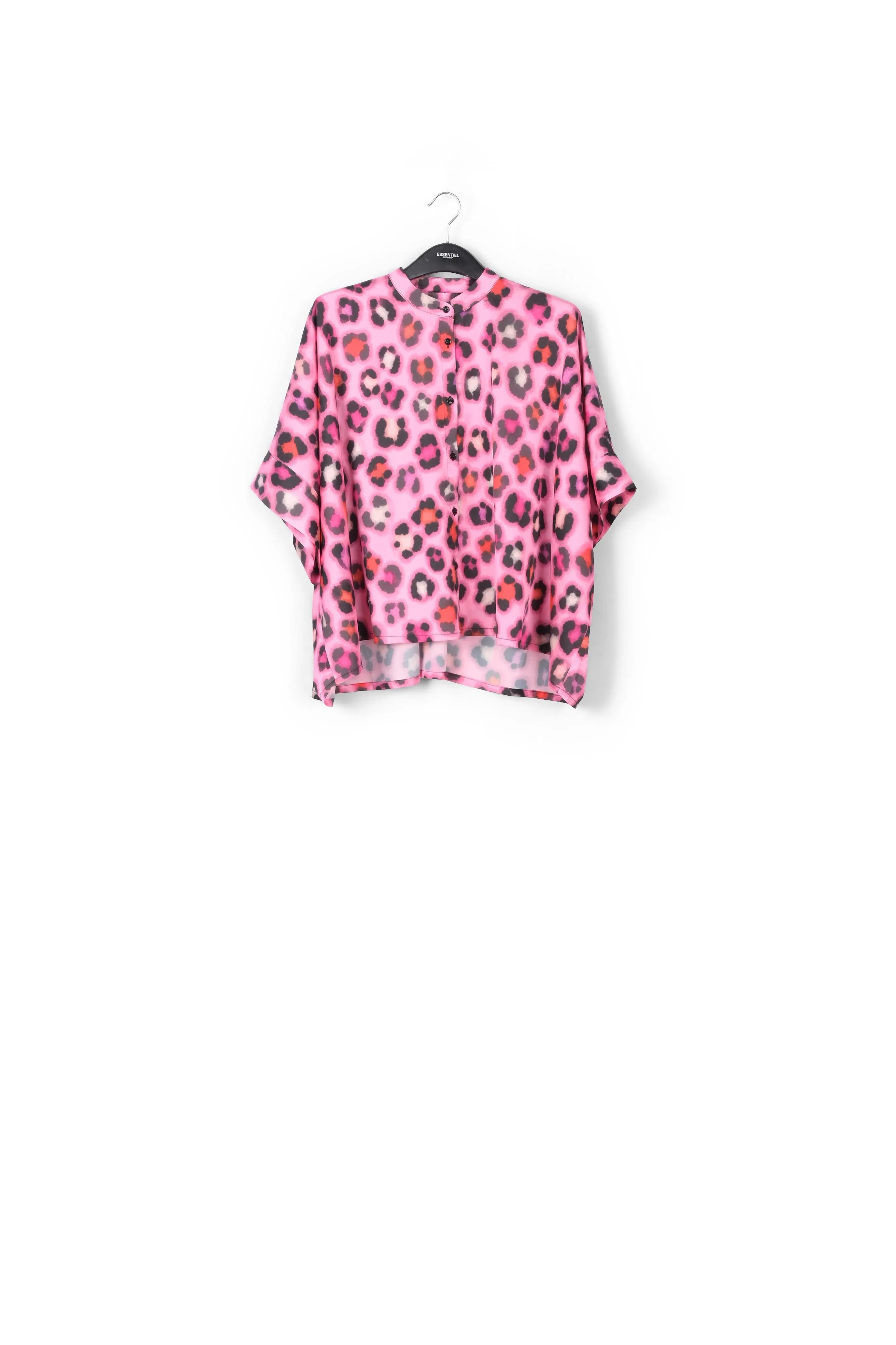 Pink oversized shirt with multicolor leopard print