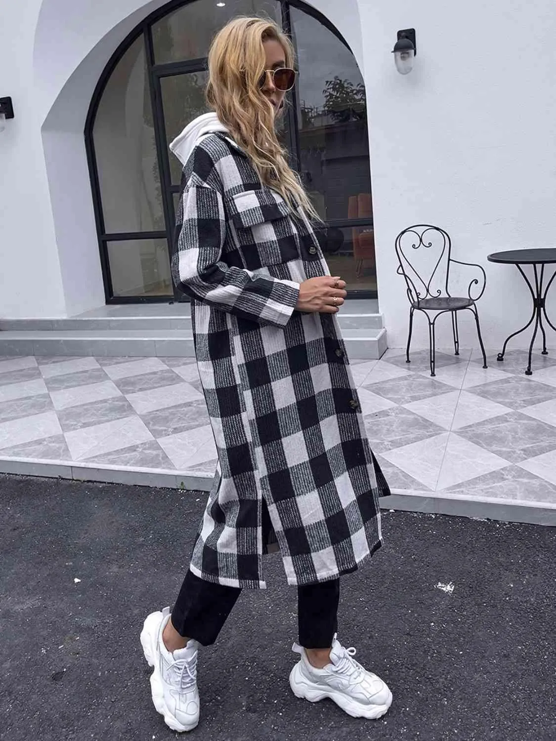 Plaid Collared Longline Coat