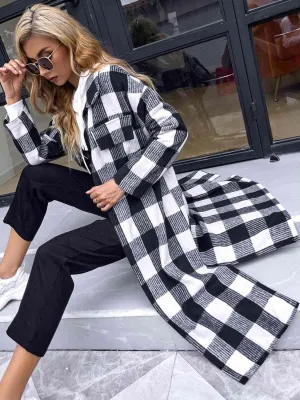 Plaid Collared Longline Coat