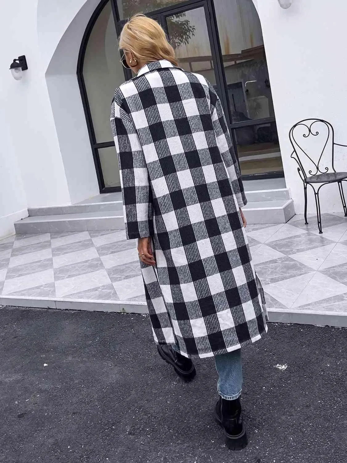 Plaid Collared Longline Coat