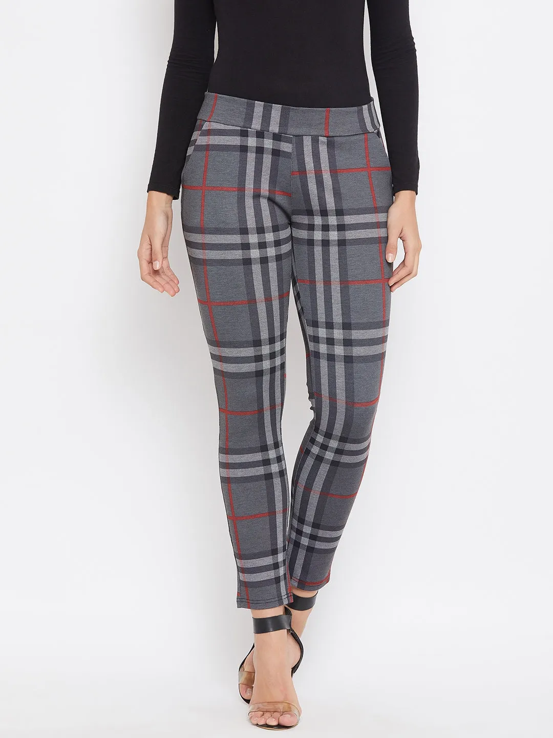 Plaid Knitted Trousers