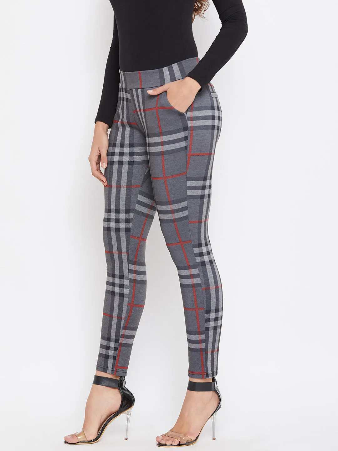 Plaid Knitted Trousers