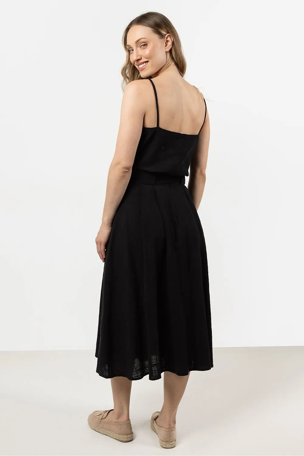 Pleated Flared Waistband Luxe Skirt