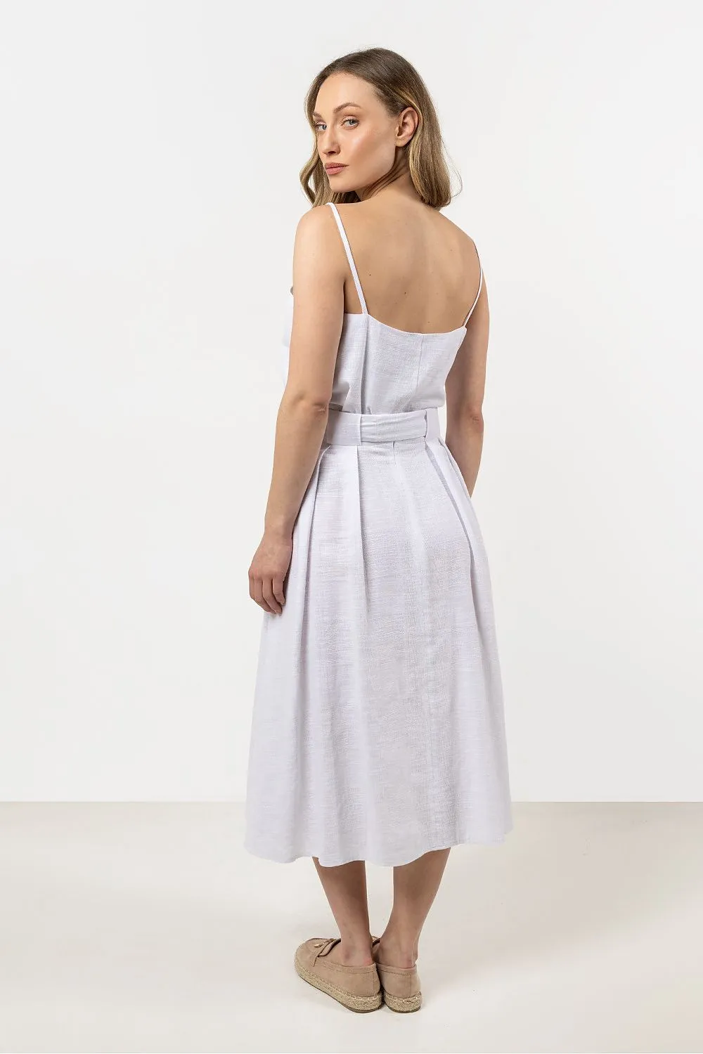 Pleated Flared Waistband Luxe Skirt