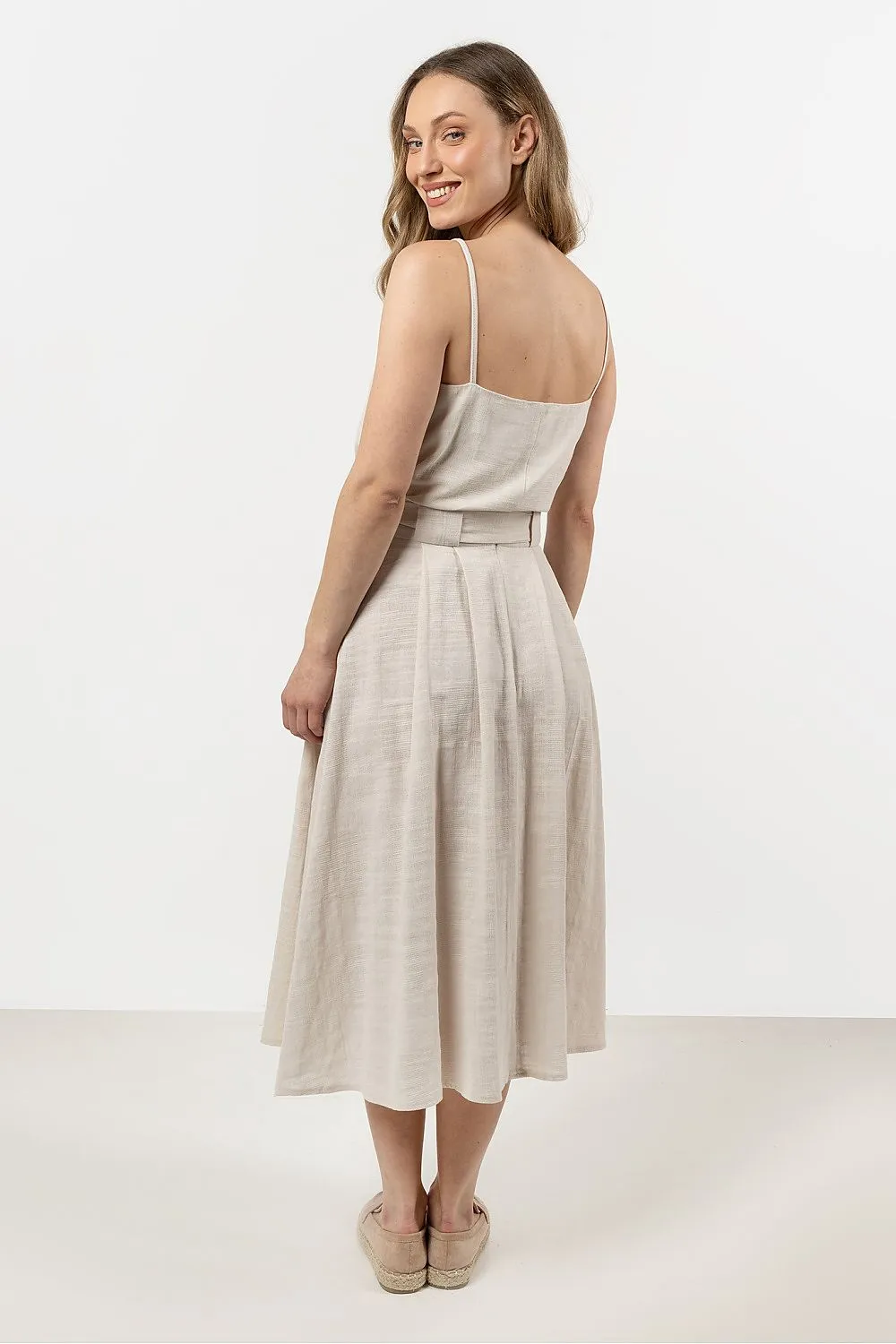 Pleated Flared Waistband Luxe Skirt