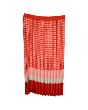 Pleated Midi Skirt Check Print