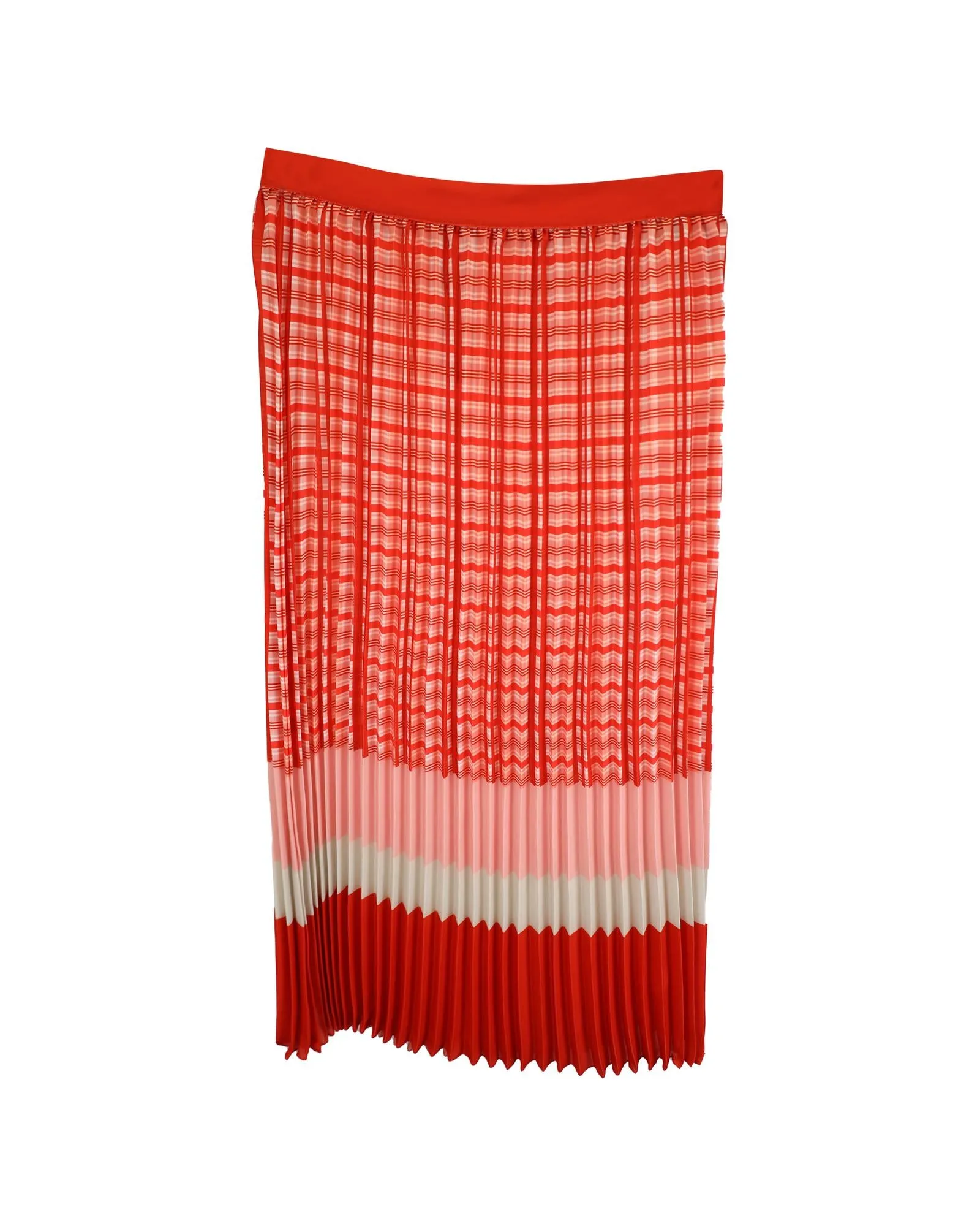 Pleated Midi Skirt Check Print