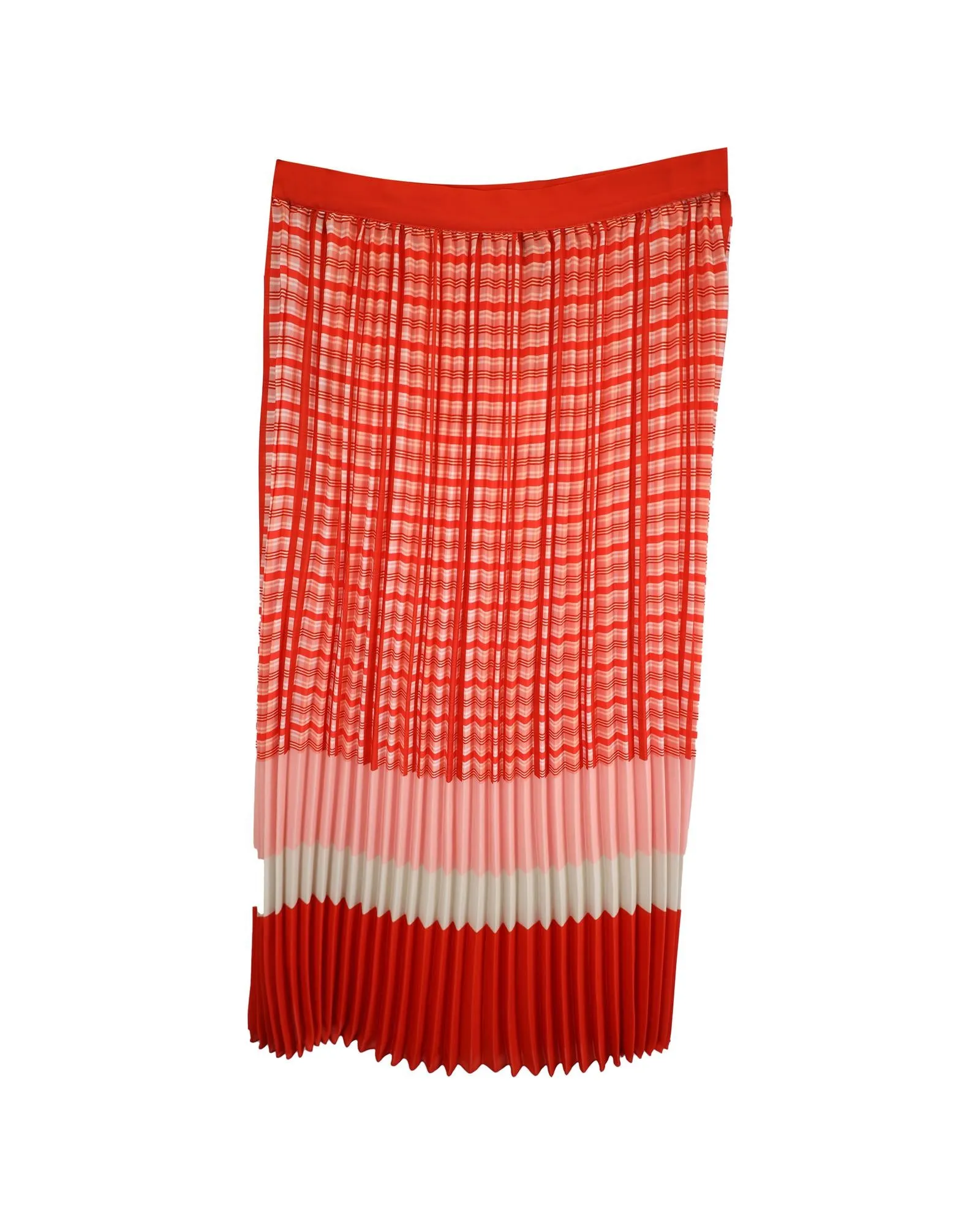 Pleated Midi Skirt Check Print