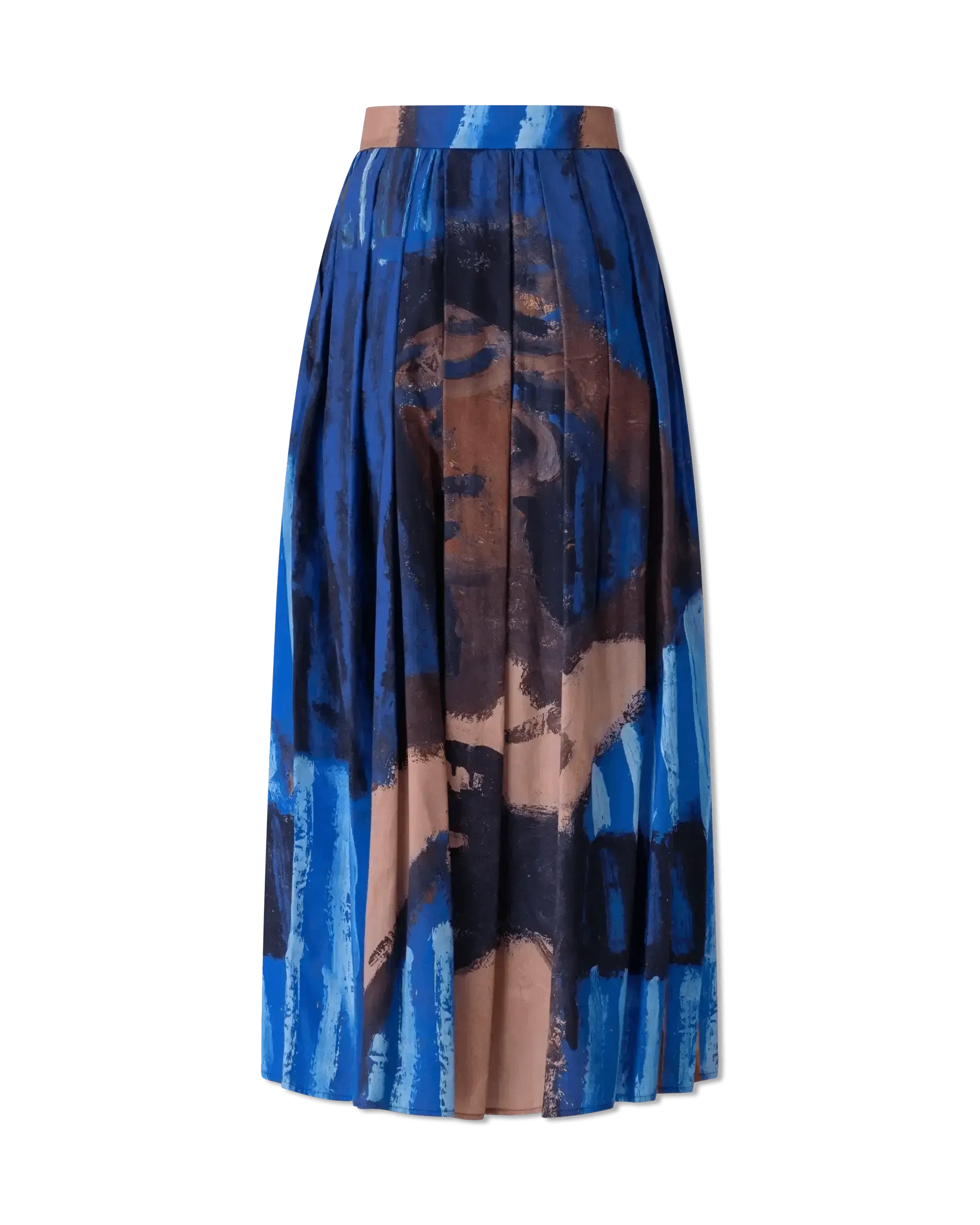 Pleated Print Midi Skirt