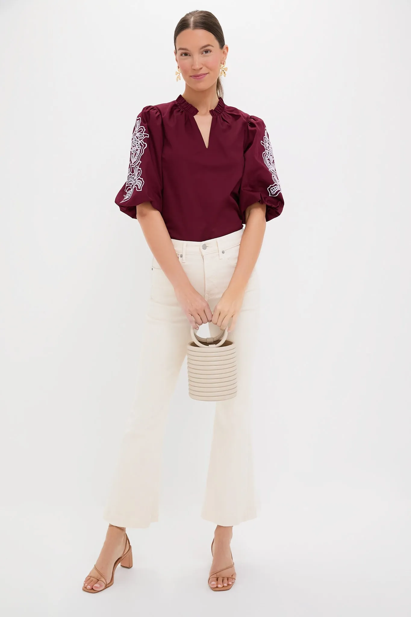Plum with Lilac Embroidery Floria Blouse
