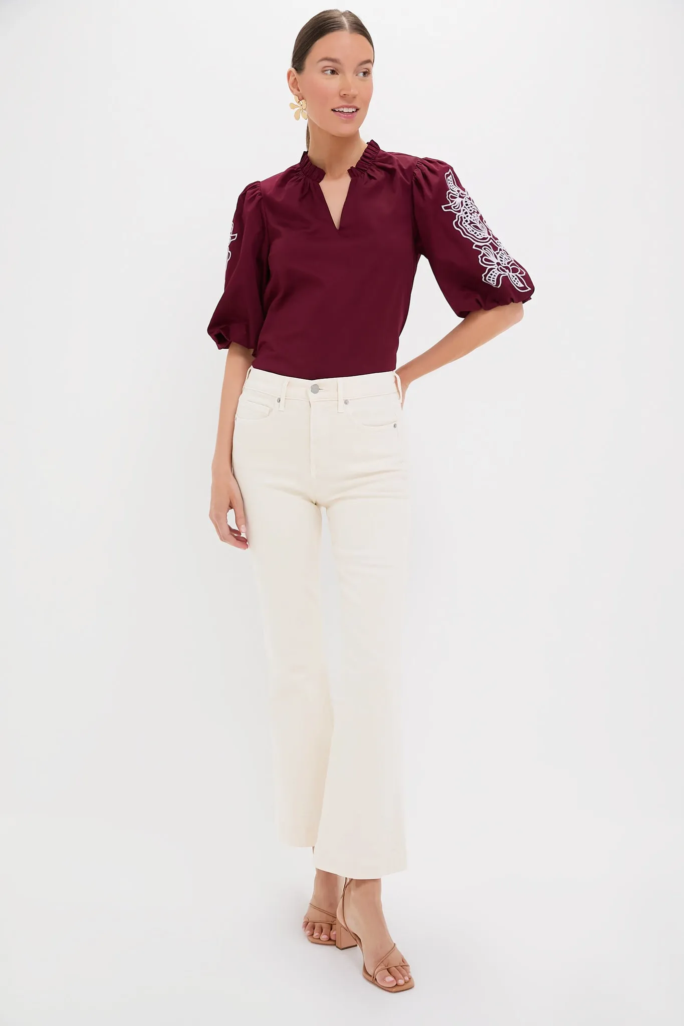 Plum with Lilac Embroidery Floria Blouse