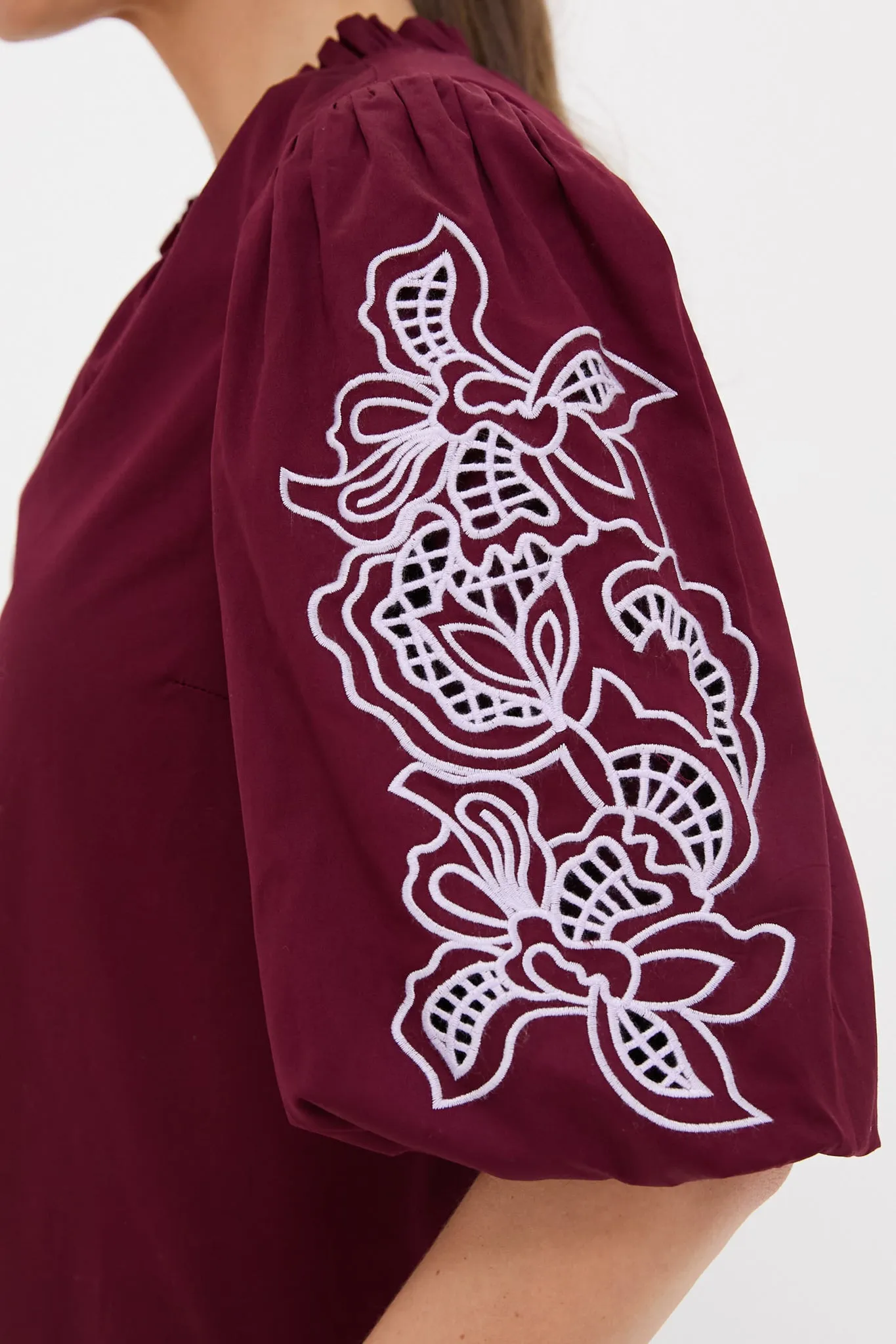 Plum with Lilac Embroidery Floria Blouse