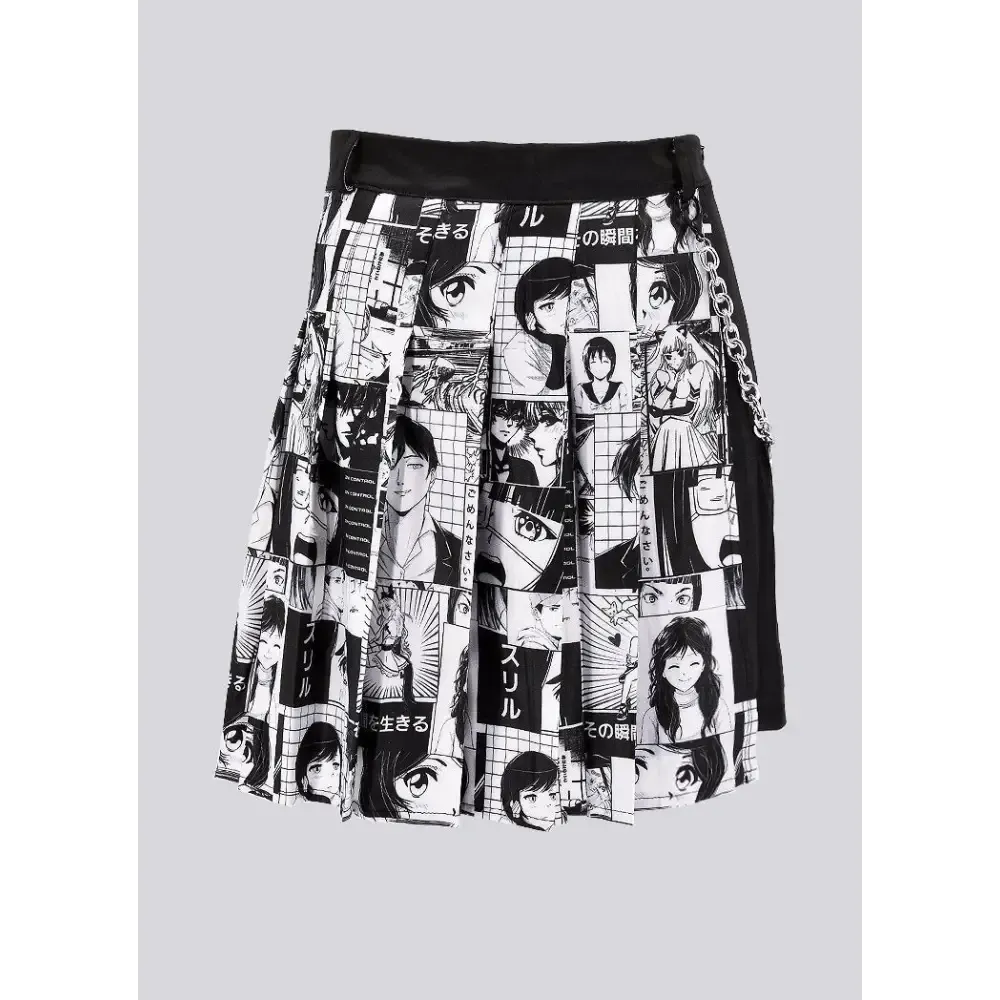Plus Size No Drama Manga Chain Skirt with Pleated Skirt Design