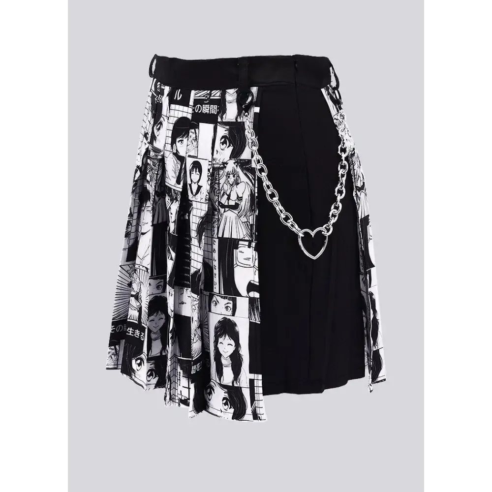 Plus Size No Drama Manga Chain Skirt with Pleated Skirt Design