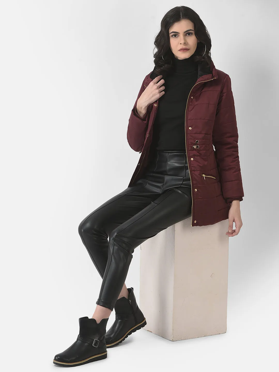 Polished Maroon Padded Jacket