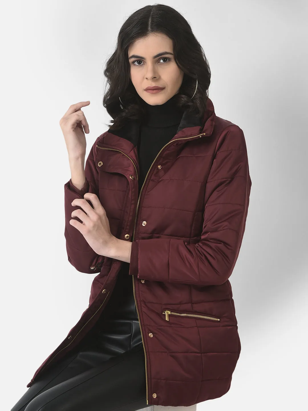 Polished Maroon Padded Jacket