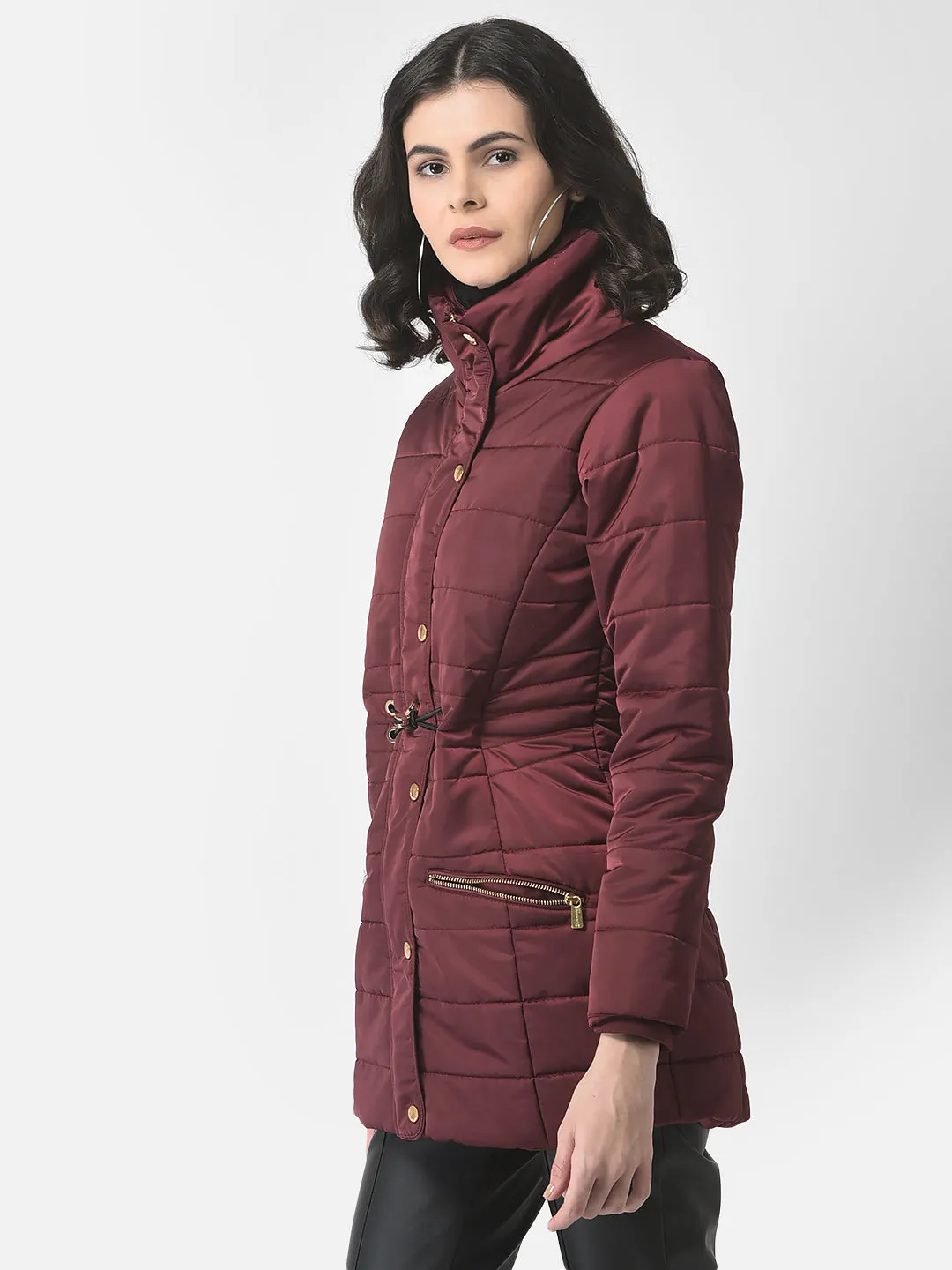 Polished Maroon Padded Jacket