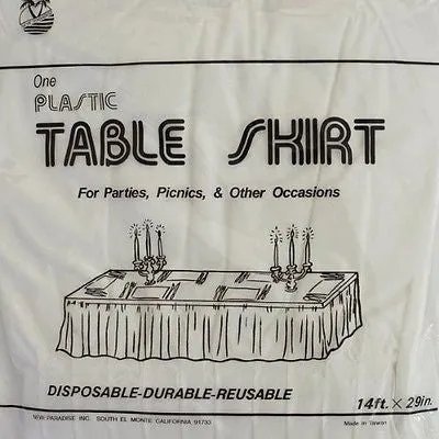 Premium Plastic White Table Skirt 29" x 14" Reusable