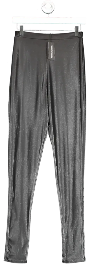PrettyLittleThing Black Tall Wet Look Effect Skinny Trousers UK 8
